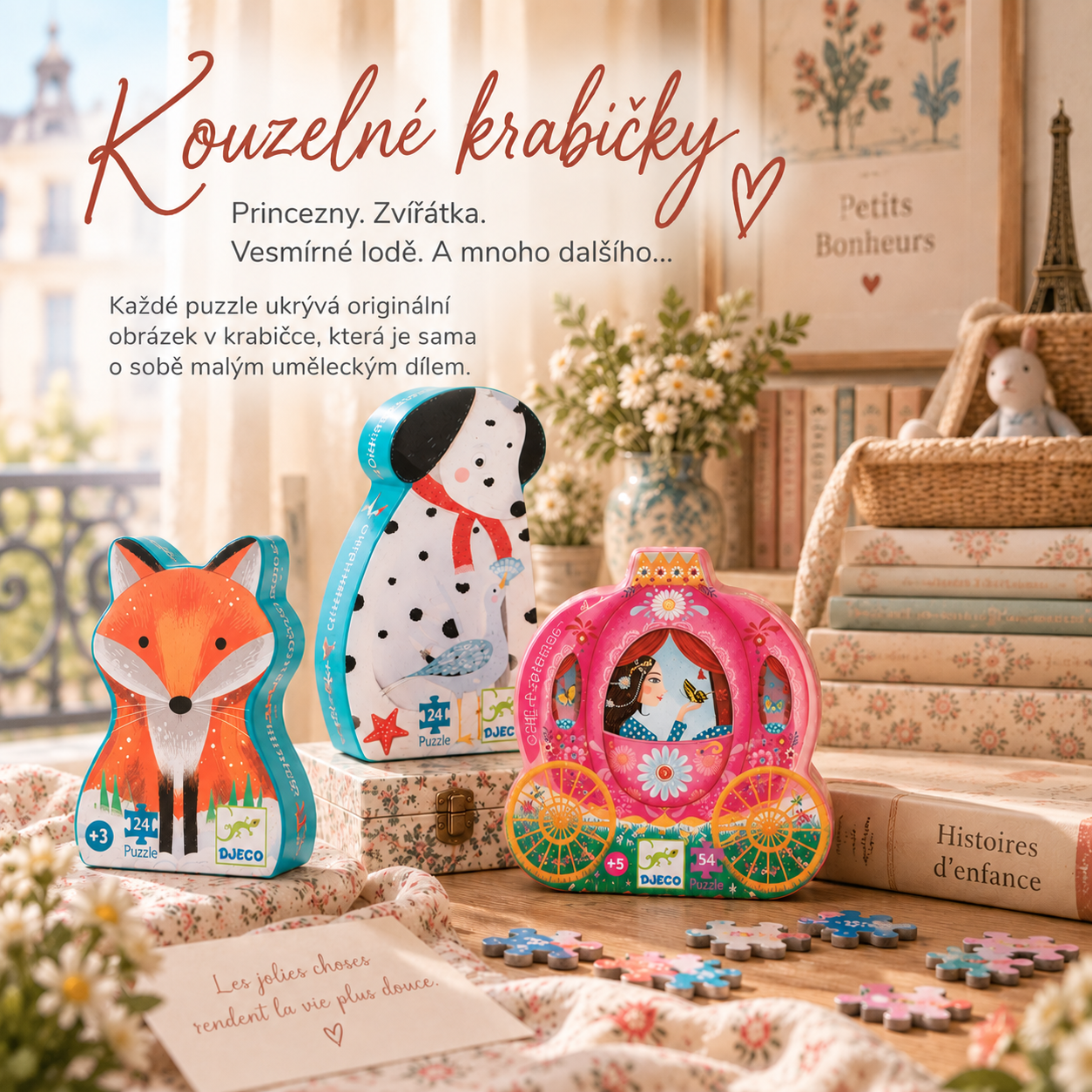 Originální puzzle Djeco v kouzelných krabičkách